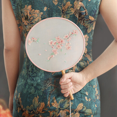 Κέντημα Starter Kit Κινέζικο στυλ Κέντημα Χέρι Fan Cross Stitch Σετ Λουλούδια Φυτό σταμπωτά κρίκους κινέζικα ρούχα Cheongsam