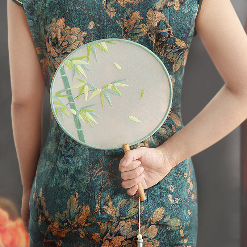 Κέντημα Starter Kit Κινέζικο στυλ Κέντημα Χέρι Fan Cross Stitch Σετ Λουλούδια Φυτό σταμπωτά κρίκους κινέζικα ρούχα Cheongsam