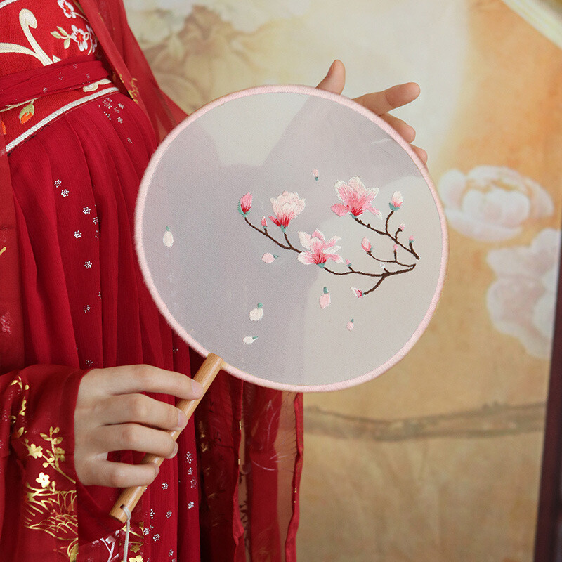 Κέντημα Starter Kit Κινέζικο στυλ Κέντημα Χέρι Fan Cross Stitch Σετ Λουλούδια Φυτό σταμπωτά κρίκους κινέζικα ρούχα Cheongsam