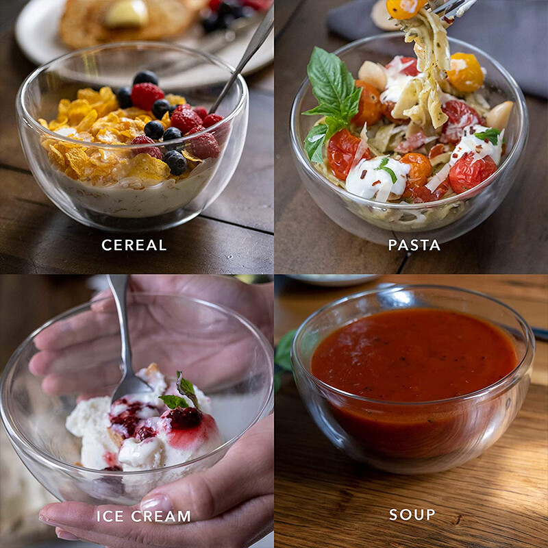 300/500 ml läbipaistev kahekihiline klaaskauss Kuumakindel puuviljasalatikauss Köögiklaasid supi ja teravilja magustoidukausside jaoks