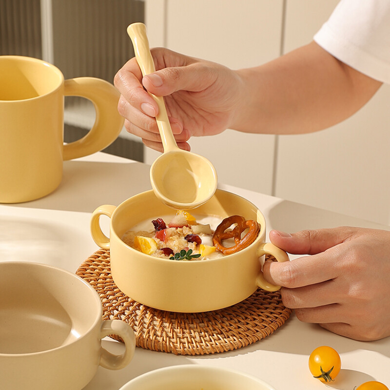 Κεραμικό μπολ Κορεάτικο στυλ Μονόχρωμο Στρογγυλό Μικρό Οικιακό Επιτραπέζιο Πρωινό Φρουτοσαλάτα Ρύζι Σούπα Μεσημεριανό Μπολ Προσωπικά Είδη