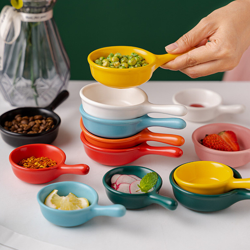 Mini kastmistaldrik käepidemega Majapidamiskeraamiline kastmenõu Jaapani salati maitsestamise serveerimisvahend Köögi söögipulgahoidjad