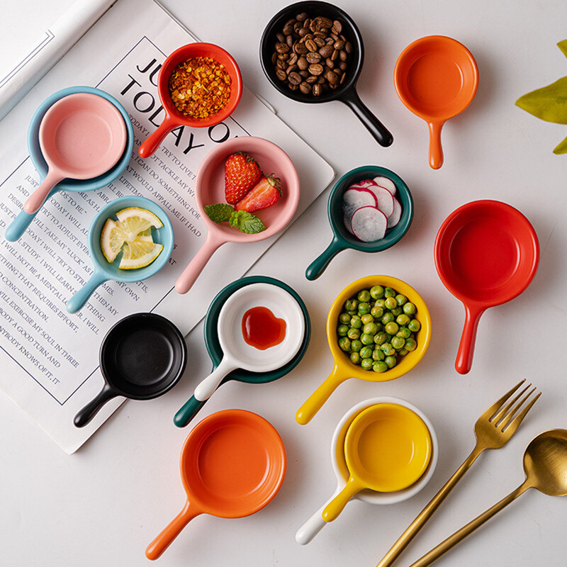 Mini kastmistaldrik käepidemega Majapidamiskeraamiline kastmenõu Jaapani salati maitsestamise serveerimisvahend Köögi söögipulgahoidjad