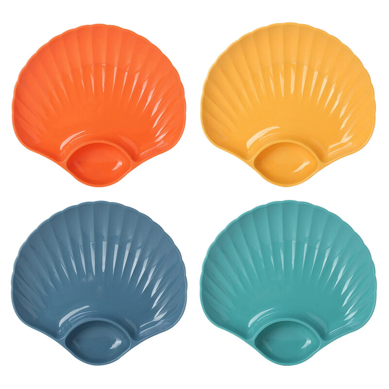 Keraamiliste nõude tarvikud Multifunktsionaalne puuviljavaagen Mitmeotstarbeline loominguline suupistealus Plastikust kestakujuline taldrik lauanõude kandikud