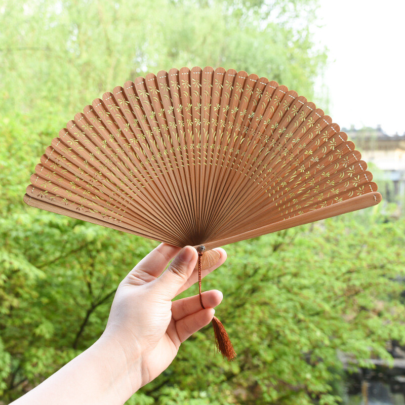 Üreges fekete nyári mini bambusz összecsukható ventilátor kínai stílusú hordozható ventilátor japán stílusú Cheongsam Hanfu