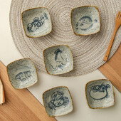 Vintage keraamiline väike taldrik Jaapani loominguline multikas mereandide kastmeroogade maitsestamistaldrik Kodu köök lauanõud Dropshipping