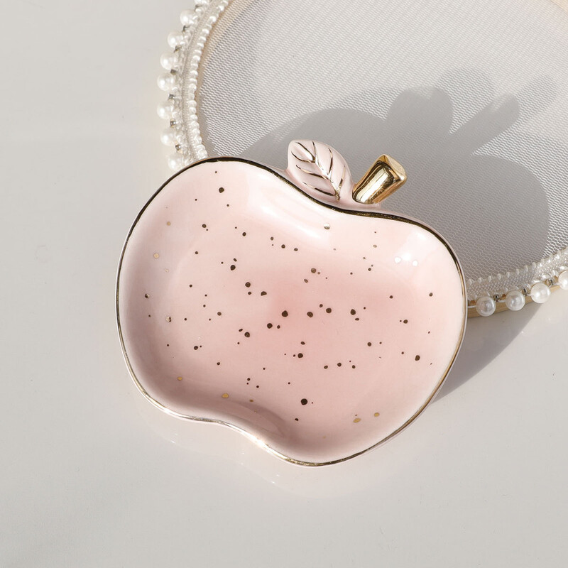 Keraamiline ehtesalv nipsasjakeste taldrik Apple vanity võtmealus naistele, sõrmusehoidja taldrik, armas ehtetaldrik toakaunistus sünnipäevakingitus