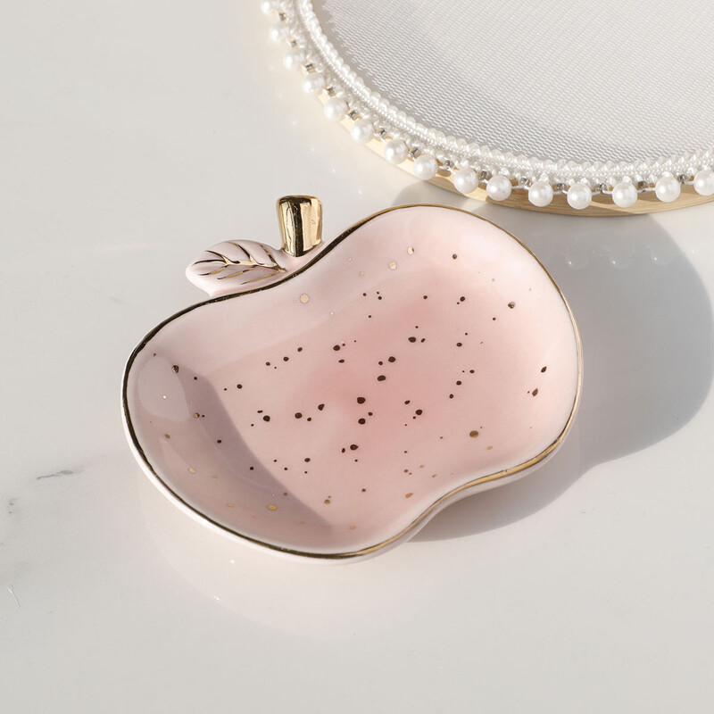 Keraamiline ehtesalv nipsasjakeste taldrik Apple vanity võtmealus naistele, sõrmusehoidja taldrik, armas ehtetaldrik toakaunistus sünnipäevakingitus