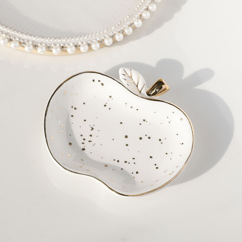 Keraamiline ehtesalv nipsasjakeste taldrik Apple vanity võtmealus naistele, sõrmusehoidja taldrik, armas ehtetaldrik toakaunistus sünnipäevakingitus