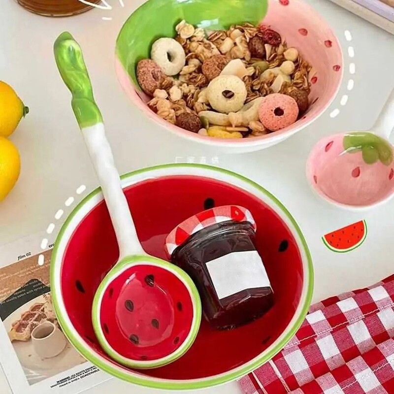 Laste armas arbuusikauss, riisikauss, supikauss lauanõud, suur keraamiline jäätiselusikas rameni supi lusikad