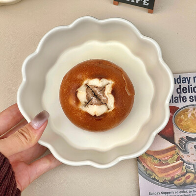 Korea Style Ins Keraamiline kauss ühevärviline lillekujuline majapidamistoidukonteiner Jogurt puuviljasalat piim kaer hommikusöögikausid