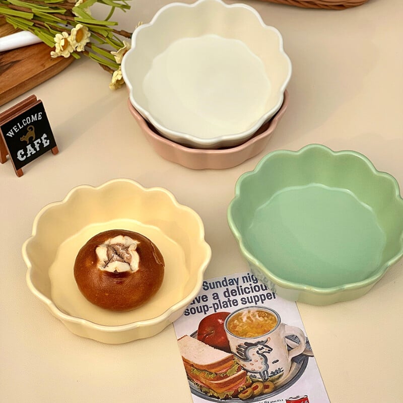 Korea Style Ins Keraamiline kauss ühevärviline lillekujuline majapidamistoidukonteiner Jogurt puuviljasalat piim kaer hommikusöögikausid