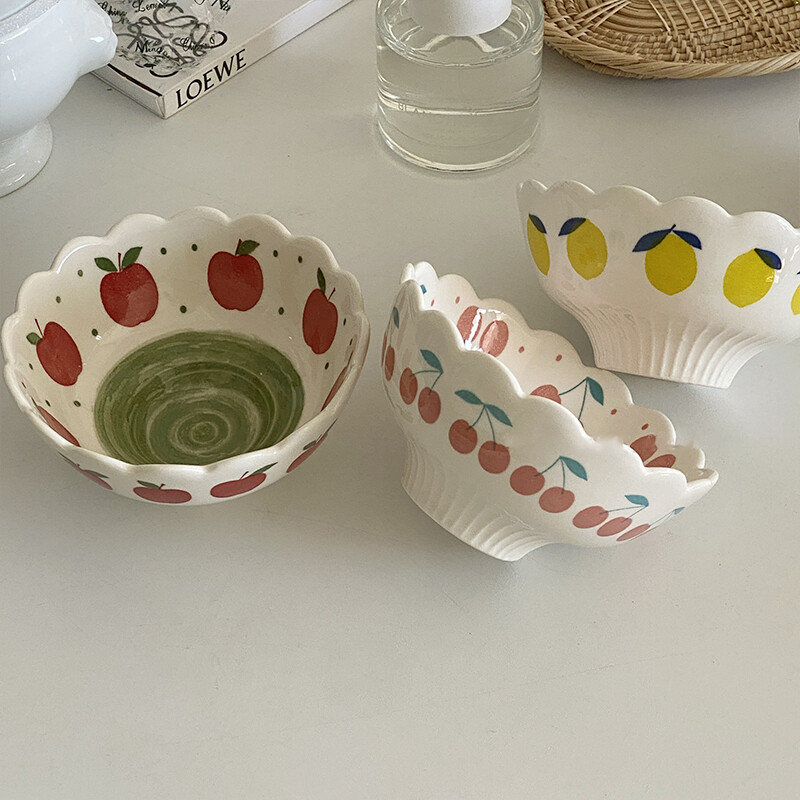 Δημιουργικό κεραμικό μπολ Χαριτωμένα φρούτα Κορεάτικου στιλ Στρογγυλά Homehold Hotel Επιτραπέζια σκεύη παγωτού Απογευματινά μπολ τσαγιού Προμήθειες κουζίνας