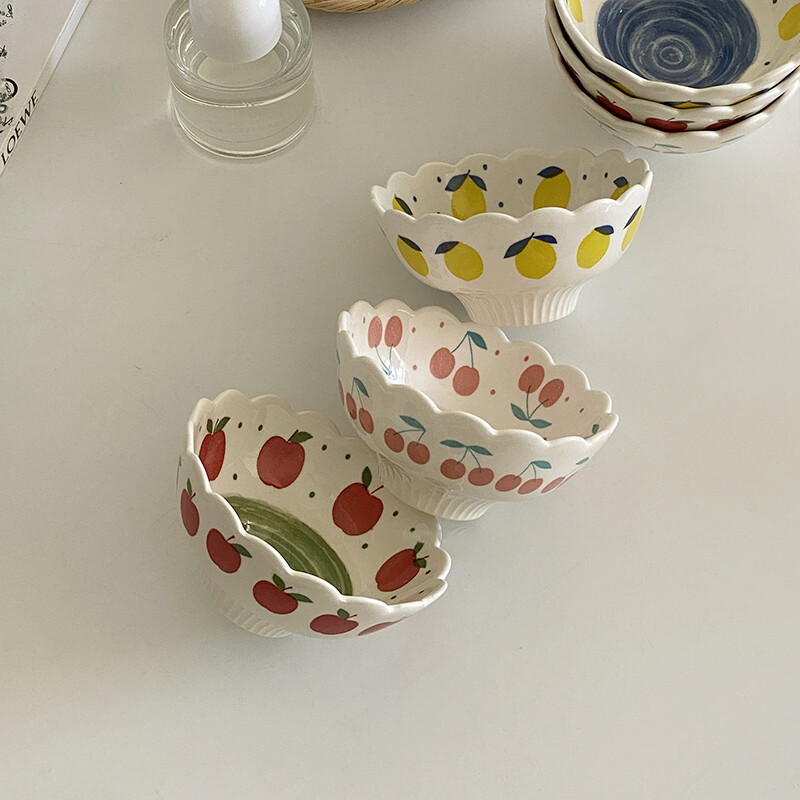 Δημιουργικό κεραμικό μπολ Χαριτωμένα φρούτα Κορεάτικου στιλ Στρογγυλά Homehold Hotel Επιτραπέζια σκεύη παγωτού Απογευματινά μπολ τσαγιού Προμήθειες κουζίνας