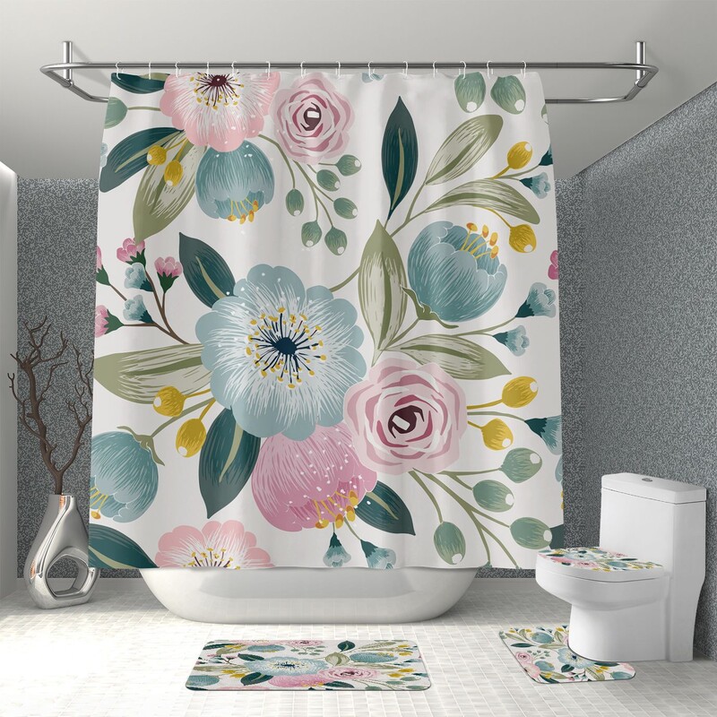 Tehase otsetarne 3D digiprintimine kõrglahutusega vannitoa kardin põrandapadi piiriülene kuummüük ilma augustamiseta vaheseinakardina