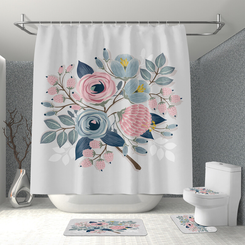 Tehase otsetarne 3D digiprintimine kõrglahutusega vannitoa kardin põrandapadi piiriülene kuummüük ilma augustamiseta vaheseinakardina