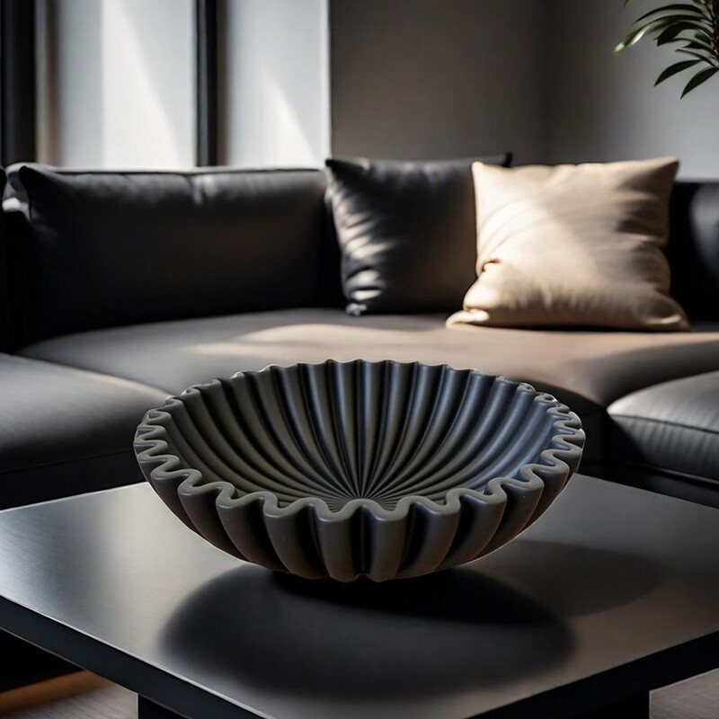 Διακοσμητικό μπολ μαύρο βολάν Μοντέρνο σαλόνι γραφείου σπιτιού με ρετσίνι μπολ Τραπεζάκι σαλονιού Βιβλιοθήκη επιφάνειας εργασίας
