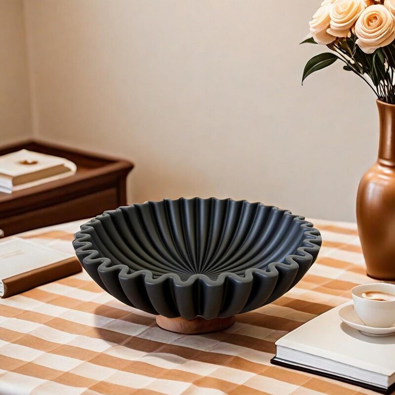 Διακοσμητικό μπολ μαύρο βολάν Μοντέρνο σαλόνι γραφείου σπιτιού με ρετσίνι μπολ Τραπεζάκι σαλονιού Βιβλιοθήκη επιφάνειας εργασίας