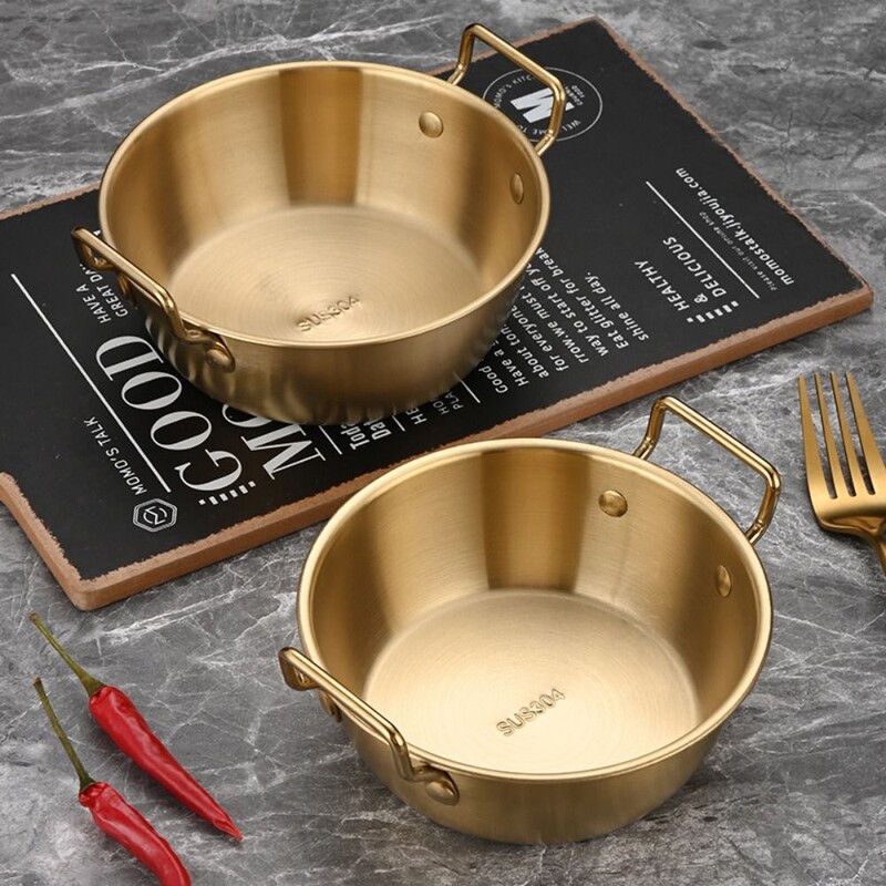 304 Μπολ Κορεατικής κουζίνας από ανοξείδωτο ατσάλι Επιτραπέζια σκεύη κουζίνας Σνακ Μπολ κρασιού από ρύζι με λαβή Σάλτσα καρυκεύματα Δοχείο φαγητού