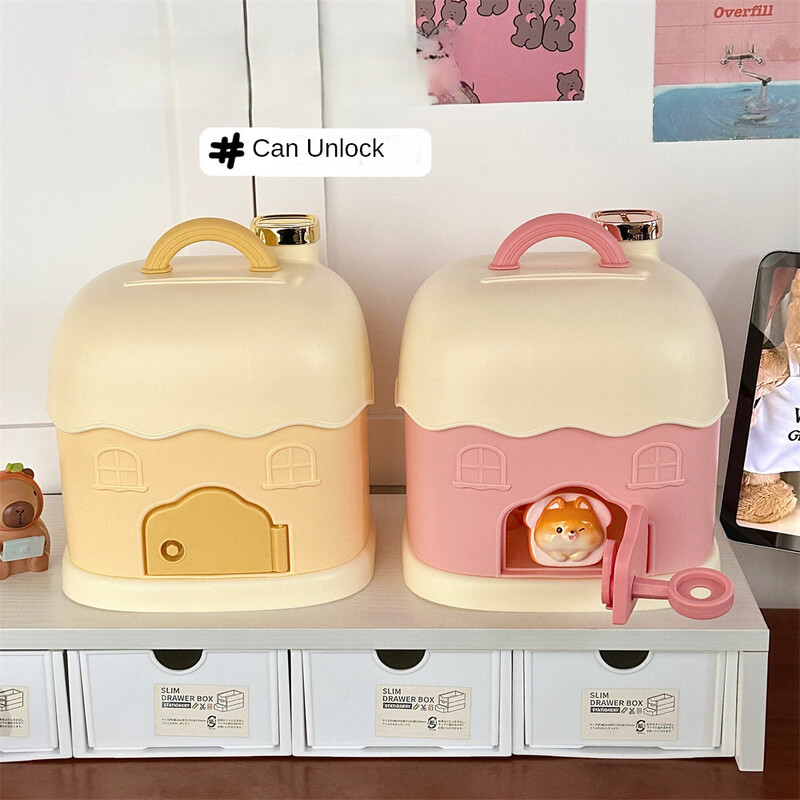Small House Savings Χαριτωμένο παιδικό αποταμιευτικό βάζο μπορεί να αποθηκευτεί και να αφαιρεθεί με ένα κλειδί φορητό κουτί μικρού σπιτιού