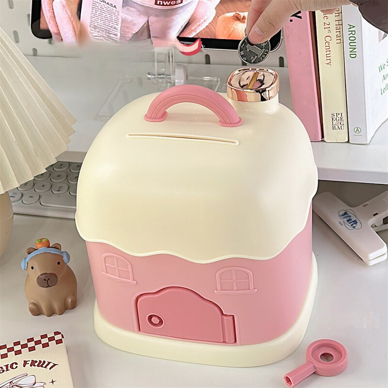 Small House Savings Χαριτωμένο παιδικό αποταμιευτικό βάζο μπορεί να αποθηκευτεί και να αφαιρεθεί με ένα κλειδί φορητό κουτί μικρού σπιτιού