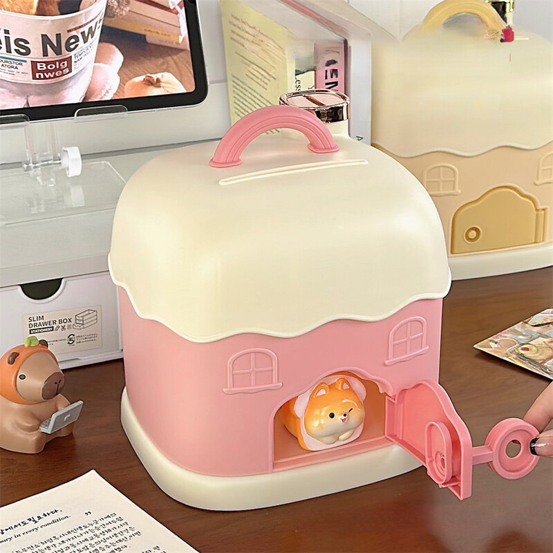 Small House Savings Χαριτωμένο παιδικό αποταμιευτικό βάζο μπορεί να αποθηκευτεί και να αφαιρεθεί με ένα κλειδί φορητό κουτί μικρού σπιτιού