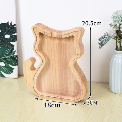 Ξύλινο γουρουνάκι δεινόσαυρος γατάκι Κουμπαράς Διαφανές κινούμενα σχέδια Ζώο νόμισμα Χρήματα Κουτί φύλαξης από συμπαγές ξύλο Εξατομίκευση στολίδι επιφάνειας εργασίας