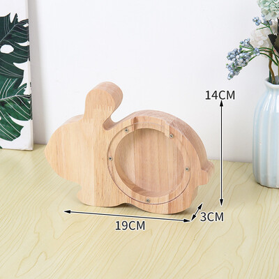 Ξύλινο γουρουνάκι δεινόσαυρος γατάκι Κουμπαράς Διαφανές κινούμενα σχέδια Ζώο νόμισμα Χρήματα Κουτί φύλαξης από συμπαγές ξύλο Εξατομίκευση στολίδι επιφάνειας εργασίας