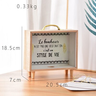 Σκανδιναβικό στυλ Ξύλινη δεξαμενή ταμιευτηρίου Δημιουργικό διαφανές χρηματοκιβώτιο Μεγάλης χωρητικότητας Τετράγωνο Sundry Storage Box