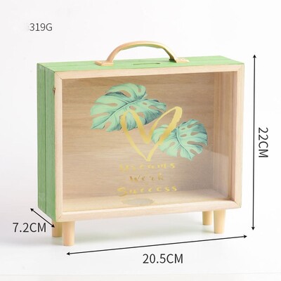 Σκανδιναβικό στυλ Ξύλινη δεξαμενή ταμιευτηρίου Δημιουργικό διαφανές χρηματοκιβώτιο Μεγάλης χωρητικότητας Τετράγωνο Sundry Storage Box