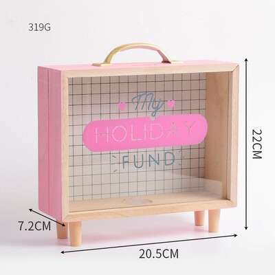 Σκανδιναβικό στυλ Ξύλινη δεξαμενή ταμιευτηρίου Δημιουργικό διαφανές χρηματοκιβώτιο Μεγάλης χωρητικότητας Τετράγωνο Sundry Storage Box