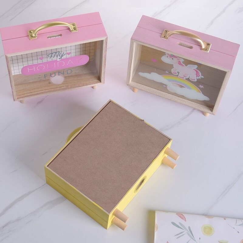 Σκανδιναβικό στυλ Ξύλινη δεξαμενή ταμιευτηρίου Δημιουργικό διαφανές χρηματοκιβώτιο Μεγάλης χωρητικότητας Τετράγωνο Sundry Storage Box