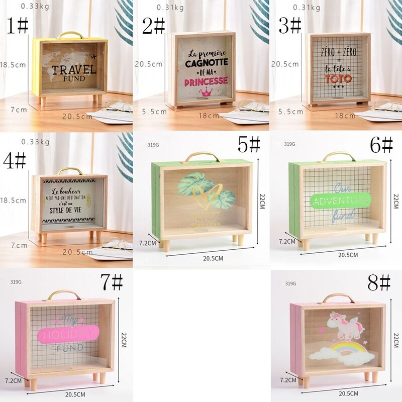 Σκανδιναβικό στυλ Ξύλινη δεξαμενή ταμιευτηρίου Δημιουργικό διαφανές χρηματοκιβώτιο Μεγάλης χωρητικότητας Τετράγωνο Sundry Storage Box