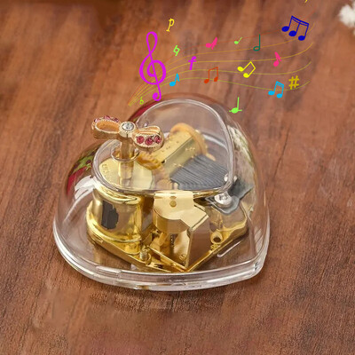 Mini Clockwork Music Box Caurspīdīga rokas uztīšanas metāla kustība Octāve Box mūzikas kaste mājas dekora dāvana