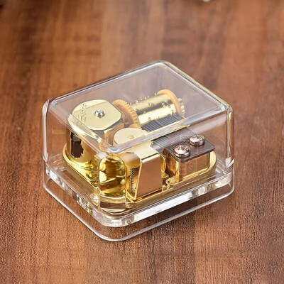 Μίνι κουρδιστό Μουσικό Κουτί Διάφανο Χέρι Περιέλιξη Μεταλλικό Κίνημα Octave Box Μουσικό Κουτί Δώρο Διακόσμηση σπιτιού