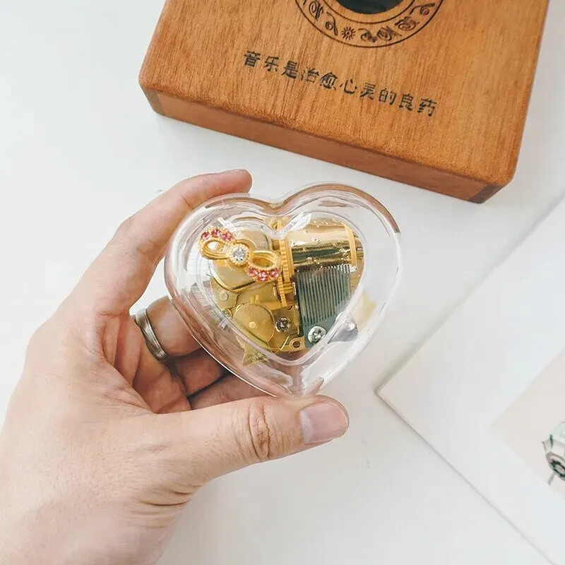 Μίνι κουρδιστό Μουσικό Κουτί Διάφανο Χέρι Περιέλιξη Μεταλλικό Κίνημα Octave Box Μουσικό Κουτί Δώρο Διακόσμηση σπιτιού