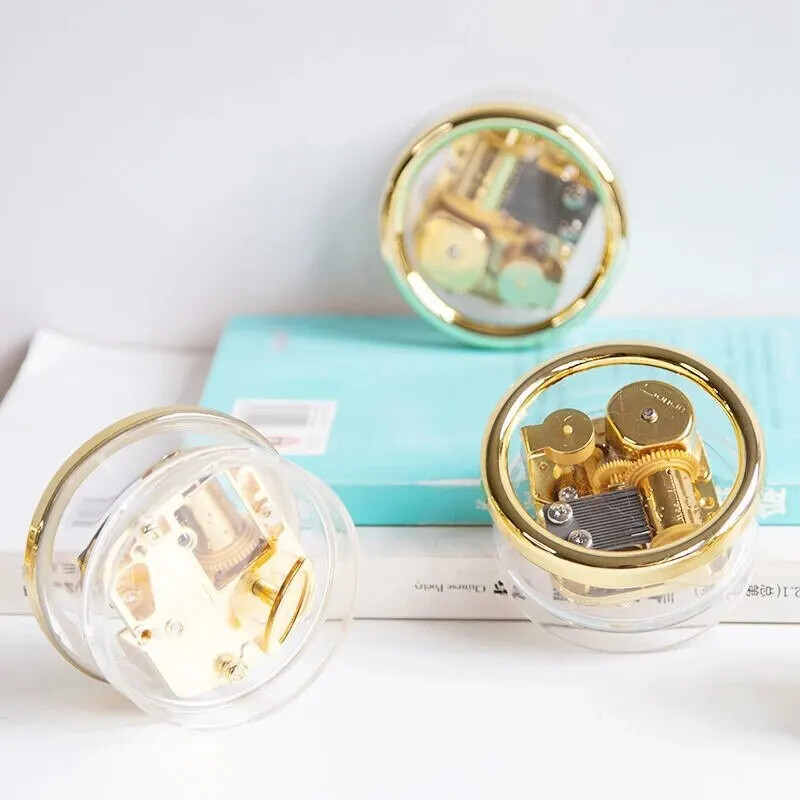 Μίνι κουρδιστό Μουσικό Κουτί Διάφανο Χέρι Περιέλιξη Μεταλλικό Κίνημα Octave Box Μουσικό Κουτί Δώρο Διακόσμηση σπιτιού