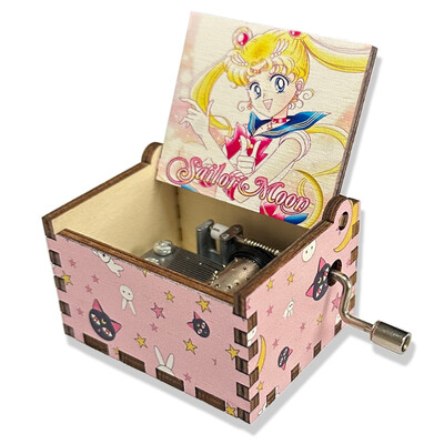 Rankomis sukama muzikinė dėžutė Sailor Moon tapytas ornamentas mergaitėms dovanos medinės muzikos dėžutės