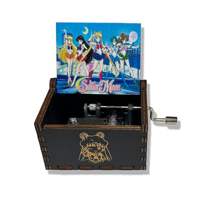 Χειροποίητο μουσικό κουτί Sailor Moon ζωγραφισμένο στολίδι για κορίτσια δώρο ξύλινο μουσικό κουτί