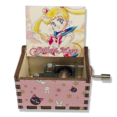 Χειροποίητο μουσικό κουτί Sailor Moon ζωγραφισμένο στολίδι για κορίτσια δώρο ξύλινο μουσικό κουτί