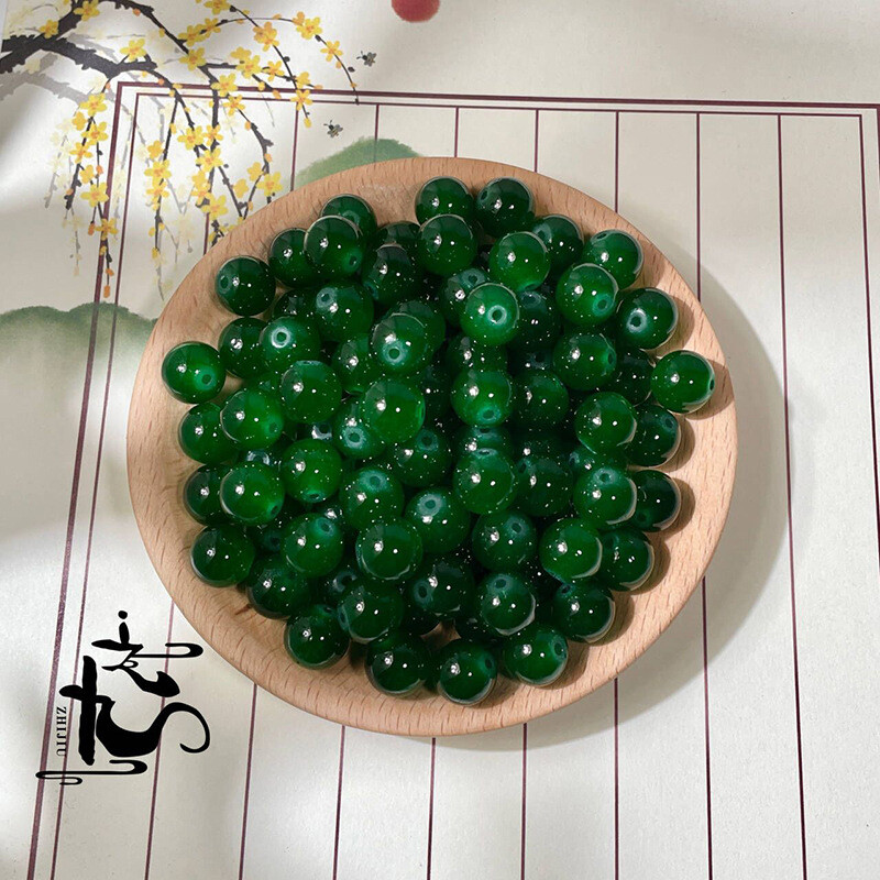 Κατασκευαστής Χονδρική 10mm απομίμηση φυσικού νεφρίτη στρογγυλές χάντρες Γυάλινες χαλαρές χάντρες DIY Χειροποίητα βραχιόλια Υλικό κολιέ