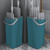 Σφουγγαρίστρες δαπέδου με Bucket Thickened Wet and Dry Lazy Flat Mop Πανί Squeeze Squeeze Kitchen Bathroom Mops Καθαρισμός δαπέδου