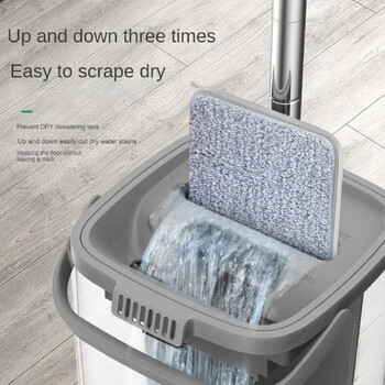 Σφουγγαρίστρες δαπέδου με Bucket Thickened Wet and Dry Lazy Flat Mop Πανί Squeeze Squeeze Kitchen Bathroom Mops Καθαρισμός δαπέδου