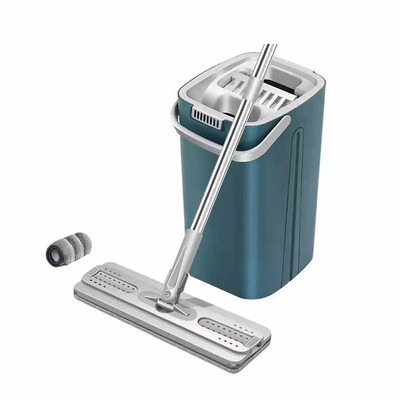 Σφουγγαρίστρες δαπέδου με Bucket Thickened Wet and Dry Lazy Flat Mop Πανί Squeeze Squeeze Kitchen Bathroom Mops Καθαρισμός δαπέδου