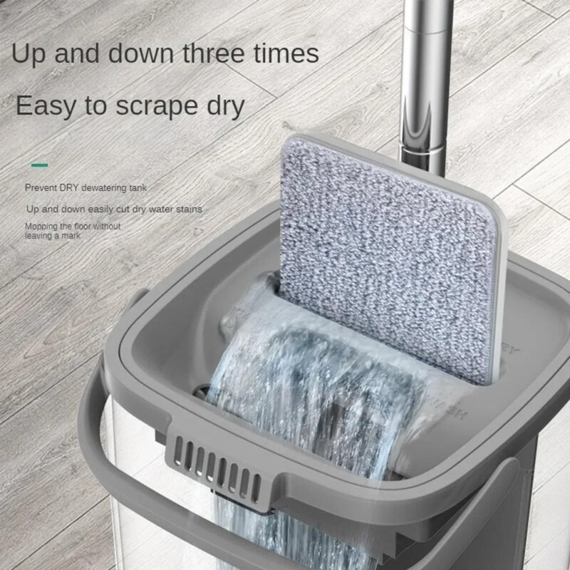 Σφουγγαρίστρες δαπέδου με Bucket Thickened Wet and Dry Lazy Flat Mop Πανί Squeeze Squeeze Kitchen Bathroom Mops Καθαρισμός δαπέδου