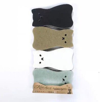 4PCS Сладка гъба във формата на котка 3-слойна гъба за миене на съдове Гъба за почистване на съдове Силна водопоглъщаща гъба за миене на съдове Инструмент за почистване на кухня