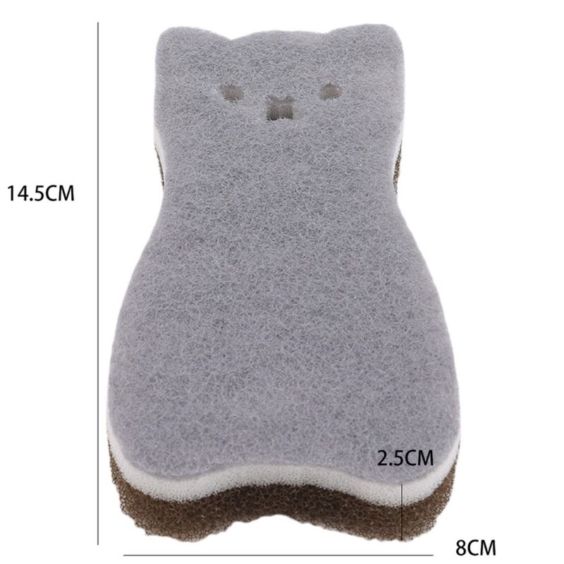 4PCS Сладка гъба във формата на котка 3-слойна гъба за миене на съдове Гъба за почистване на съдове Силна водопоглъщаща гъба за миене на съдове Инструмент за почистване на кухня