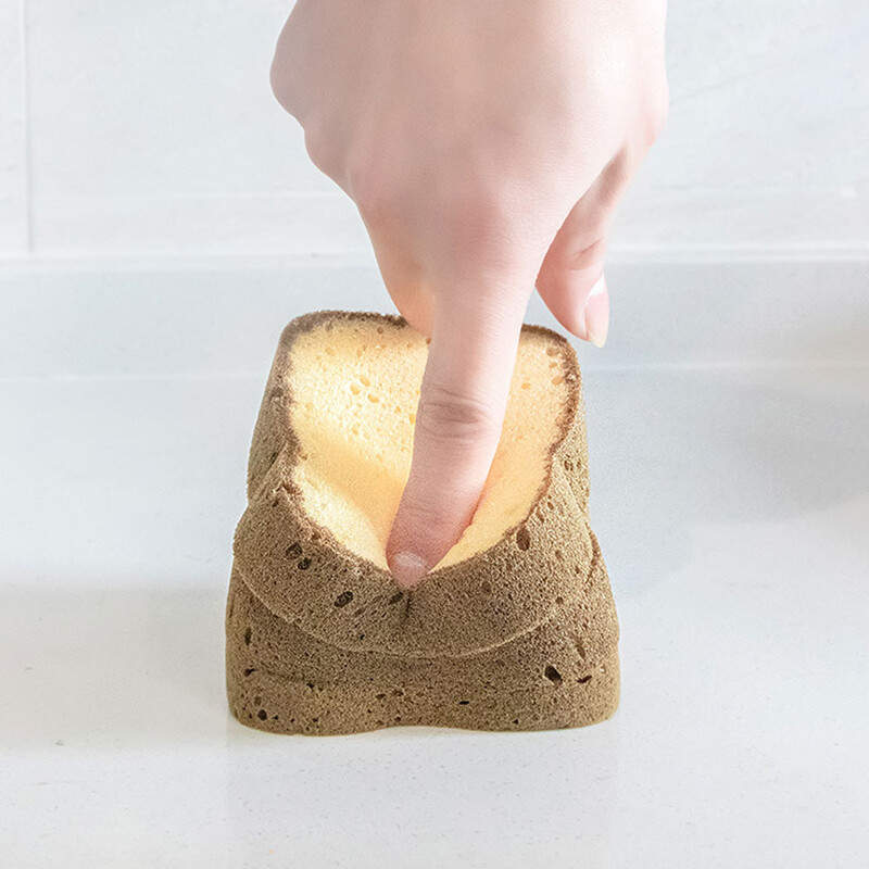 Aranyos pirítós alakú mosogatószivacsok, kreatív súrolóeszközök edényekhez, konyhai kiegészítők, takarítás, japán stílusú, 1 db