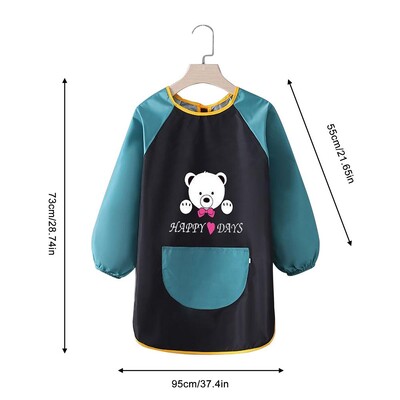 Rajzfilm Baba előke Vízálló, Hosszú ujjú kötény Etetés Smock Bib Gyerekkötény Festés Rajzkabát gyerekeknek