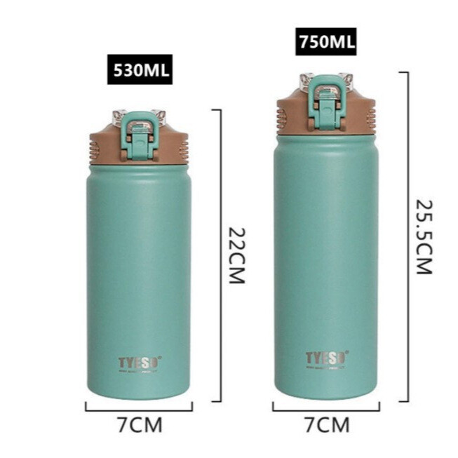 Taishuo suure mahutavusega seest ja väljast 304 roostevabast terasest pihustuskattega kaasaskantav välispordi veepudel koos otsikuga termostopsiga